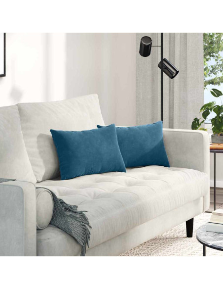 Cuscini da Divano 2 pcs Blu 50 x 30 cm Tessuto in Cords