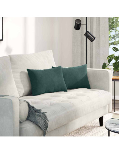 Cuscini da Divano 2 pcs Verde scuro 50 x 30 cm Tessuto in Cords