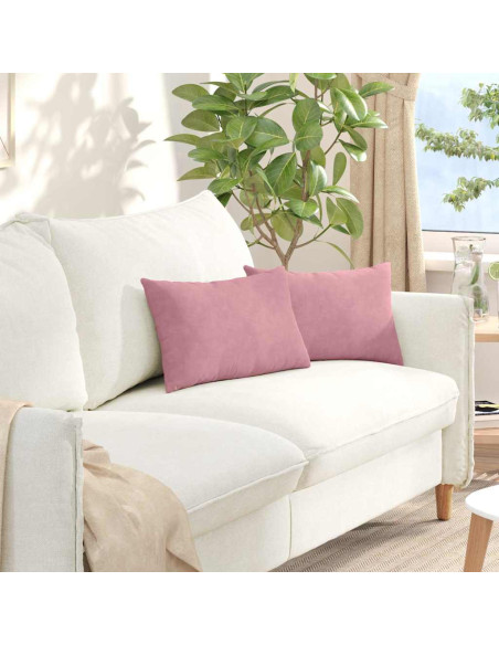 Cuscini da Divano 2 pcs Rosa 50 x 30 cm Tessuto in Cords