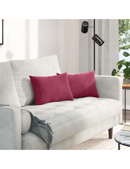 Cuscini da Divano 2 pcs Rosso vino 50 x 30 cm Tessuto in Cords