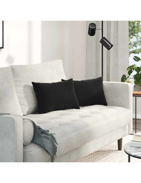 Cuscini da Divano 2 pcs Nero 50 x 30 cm Tessuto in Cords