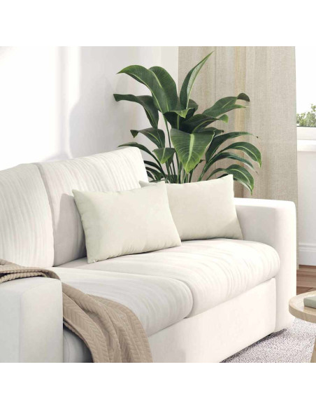 Cuscini da Divano 2 pcs Crema 50 x 30 cm Tessuto in Cords