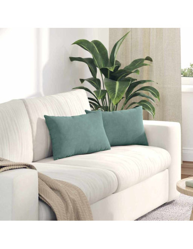 Cuscini da Divano 2 pcs Verde Mare 50 x 30 cm Tessuto in Cords