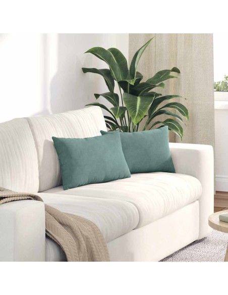 Cuscini da Divano 2 pcs Verde Mare 50 x 30 cm Tessuto in Cords