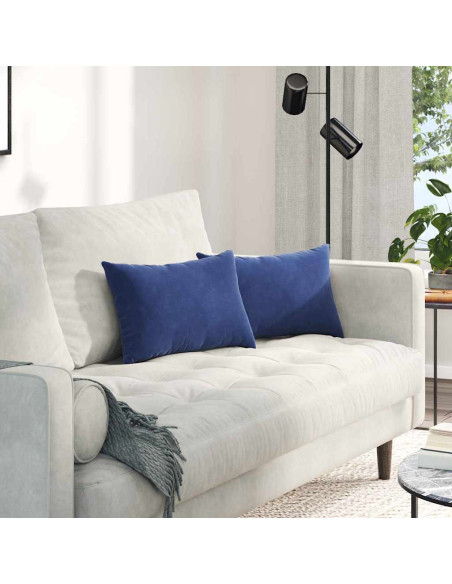 Cuscini da Divano 2 pcs Blu Polizia 50 x 30 cm Tessuto in Cords