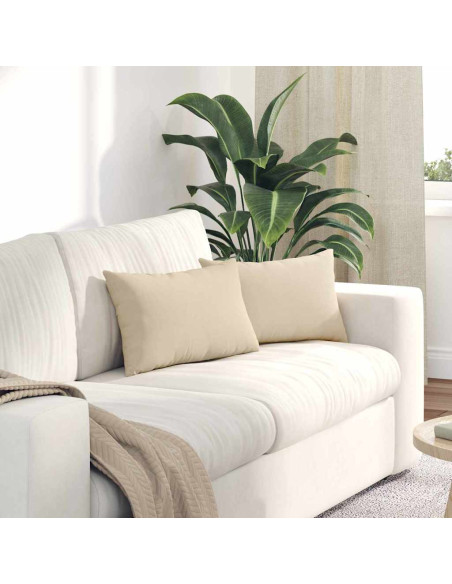 Cuscini da Divano 2 pcs Crema 50 x 30 cm Tessuto