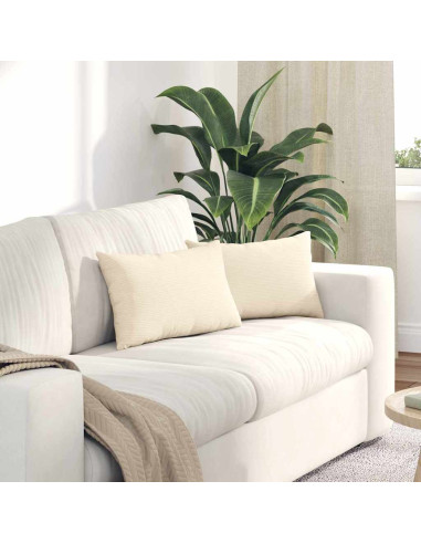 Cuscini da Divano 2 pcs Crema 50 x 30 cm Tessuto in Cords