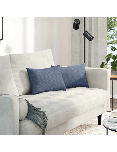Cuscini da Divano 2 pcs Blu 50 x 30 cm Tessuto in Cords