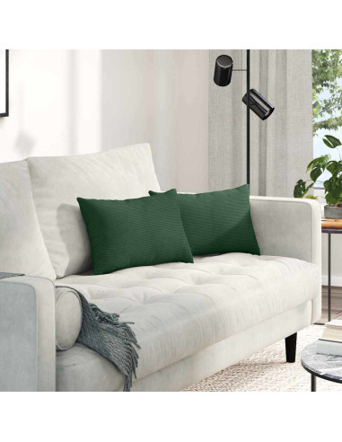 Cuscini da Divano 2 pcs Verde Scuro 50 x 30 cm Tessuto in Cords