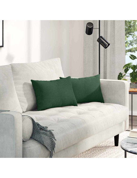 Cuscini da Divano 2 pcs Verde Scuro 50 x 30 cm Tessuto in Cords