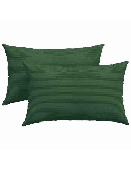 Cuscini da Divano 2 pcs Verde Scuro 50 x 30 cm Tessuto in Cords
