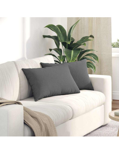 Cuscini da Divano 2 pcs Grigio scuro 60 x 40 cm Tessuto