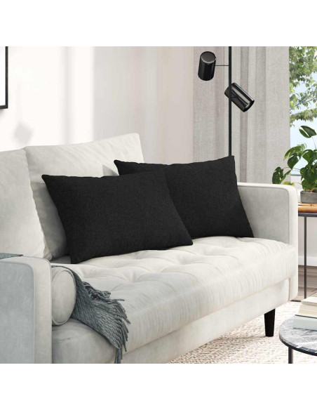 Cuscini da Divano 2 pcs Nero 60 x 40 cm Tessuto