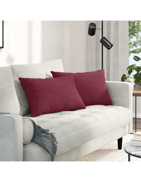 Cuscini da Divano 2 pcs Rosso Vino 60 x 40 cm Tessuto