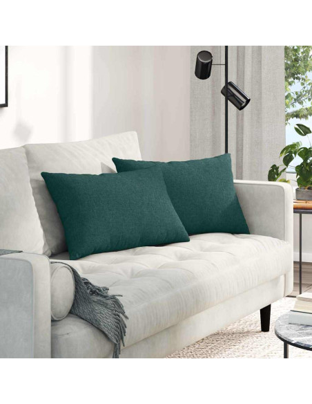Cuscini da Divano 2 pcs Verde Scuro 60 x 40 cm Tessuto