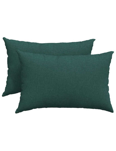 Cuscini da Divano 2 pcs Verde Scuro 60 x 40 cm Tessuto