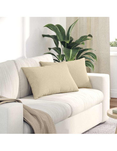 Cuscini da Divano 2 pcs Crema 60 x 40 cm Tessuto
