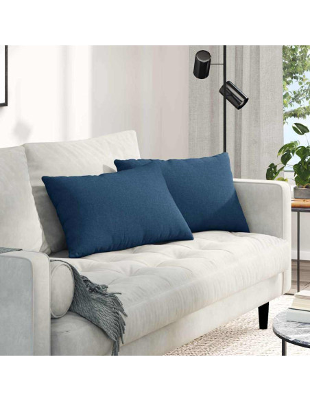 Cuscini da Divano 2 pcs Blu 60 x 40 cm Tessuto