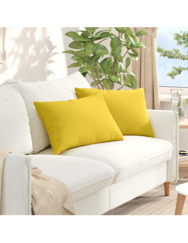 Cuscini da Divano 2 pcs Giallo Chiaro 60 x 40 cm Tessuto