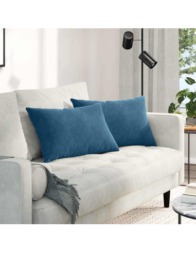 Cuscini da Divano 2 pcs Blu 60 x 40 cm Tessuto in Cords