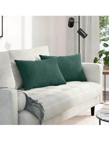 Cuscini da Divano 2 pcs Verde scuro 60 x 40 cm Tessuto in Cords