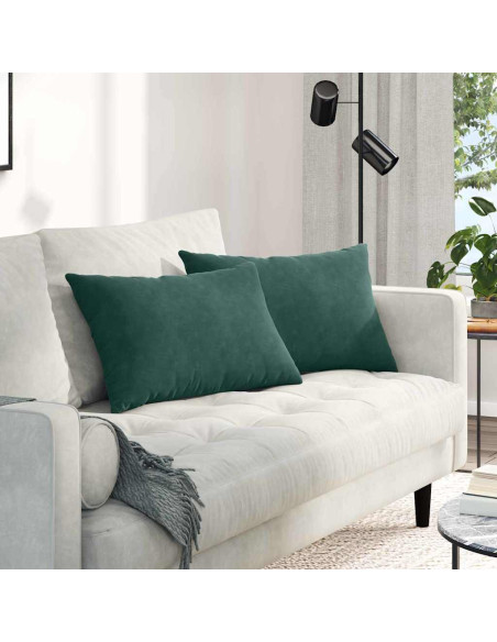 Cuscini da Divano 2 pcs Verde scuro 60 x 40 cm Tessuto in Cords