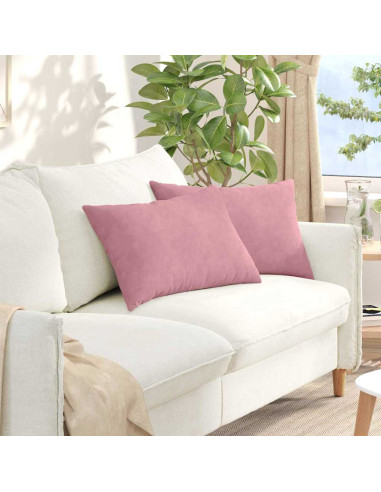 Cuscini da Divano 2 pcs Rosa 60 x 40 cm Tessuto in Cords