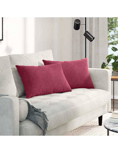 Cuscini da Divano 2 pcs Rosso Vino 60 x 40 cm Tessuto in Cords