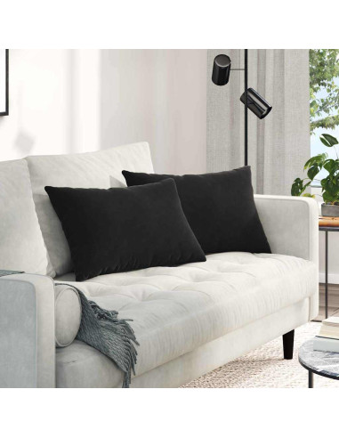 Cuscini da Divano 2 pcs Nero 60 x 40 cm Tessuto in Cords