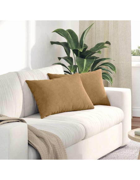 Cuscini da Divano 2 pcs Marrone 60 x 40 cm Tessuto in Cords