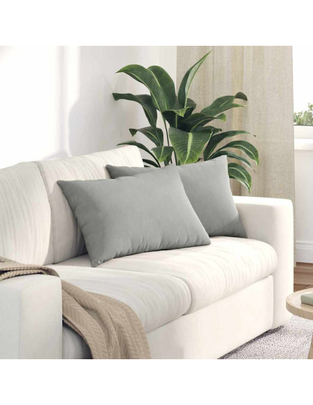 Cuscini da Divano 2 pcs Grigio chiaro 60 x 40 cm Tessuto