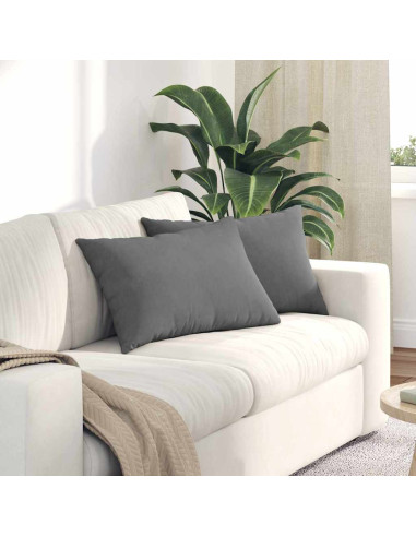 Cuscini da Divano 2 pcs Grigio scuro 60 x 40 cm Tessuto