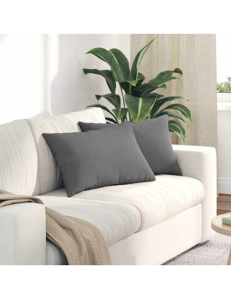 Cuscini da Divano 2 pcs Grigio scuro 60 x 40 cm Tessuto