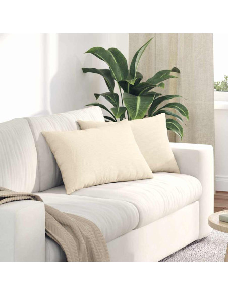 Cuscini da Divano 2 pcs Crema 60 x 40 cm Tessuto in Cords
