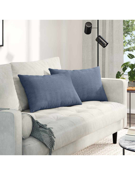 Cuscini da Divano 2 pcs Blu 60 x 40 cm Tessuto in Cords