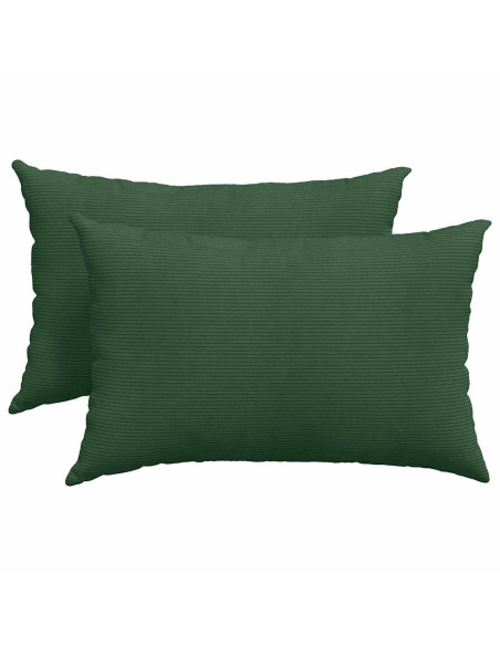 Cuscini da Divano 2 pcs Verde Scuro 60 x 40 cm Tessuto in Cords