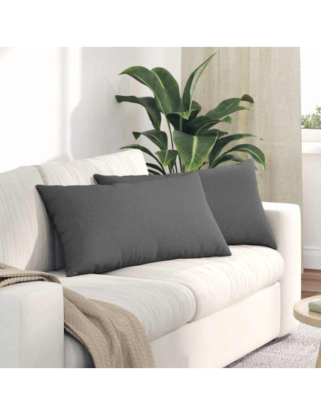 Cuscini da Divano 2 pcs Grigio scuro 80 x 40 cm Tessuto