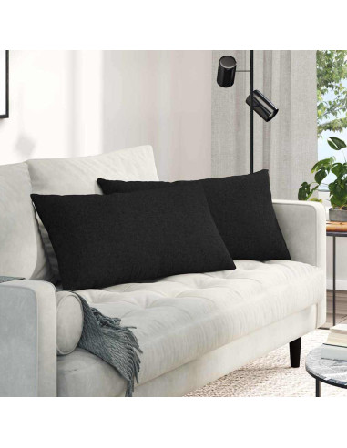 Cuscini da Divano 2 pcs Nero 80 x 40 cm Tessuto