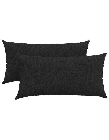 Cuscini da Divano 2 pcs Nero 80 x 40 cm Tessuto
