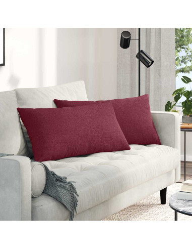 Cuscini da Divano 2 pcs Rosso Vino 80 x 40 cm Tessuto