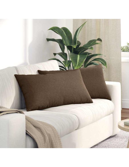 Cuscini da Divano 2 pcs Marrone 80 x 40 cm Tessuto
