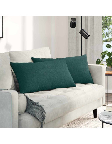 Cuscini da Divano 2 pcs Verde Scuro 80 x 40 cm Tessuto