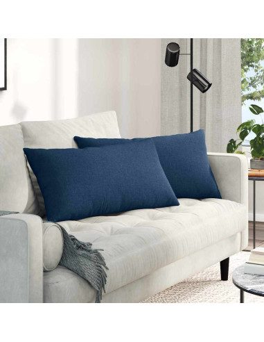Cuscini da Divano 2 pcs Blu 80 x 40 cm Tessuto