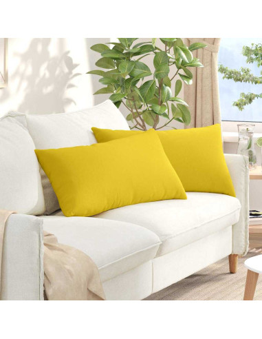 Cuscini da Divano 2 pcs Giallo Chiaro 80 x 40 cm Tessuto