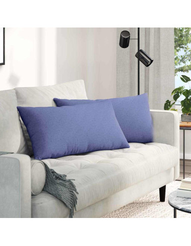 Cuscini da Divano 2 pcs Blu 80 x 40 cm Tessuto