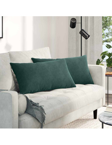 Cuscini da Divano 2 pcs Verde Scuro 80 x 40 cm Tessuto in Cords