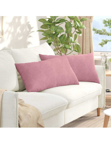 Cuscini da Divano 2 pcs Rosa 80 x 40 cm Tessuto in Cords