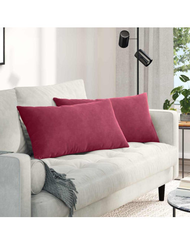 Cuscini da Divano 2 pcs Rosso Vino 80 x 40 cm Tessuto in Cords