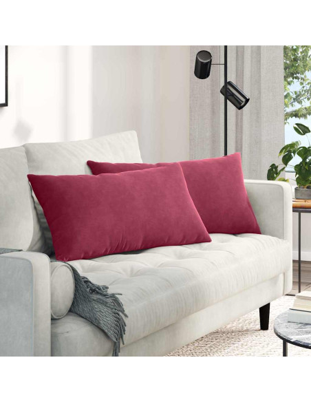 Cuscini da Divano 2 pcs Rosso Vino 80 x 40 cm Tessuto in Cords