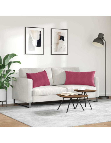 Cuscini da Divano 2 pcs Rosso Vino 80 x 40 cm Tessuto in Cords